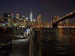 Night view of one of the piers