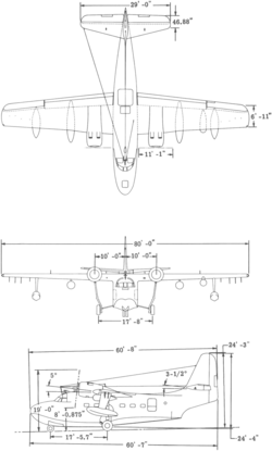 3-view line drawing of the Grumman SA-16A Albatross