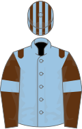 Light blue, brown epaulets, brown sleeves, light blue armlets, striped cap