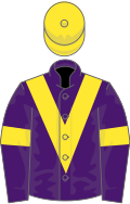 Purple, yellow chevron, armlets and cap