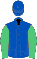 Royal blue, emerald green sleeves