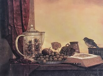 Still Life, dry pastel, 35 × 50 cm, 2001.