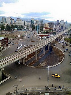 Light rail overpass at Mexico Square
