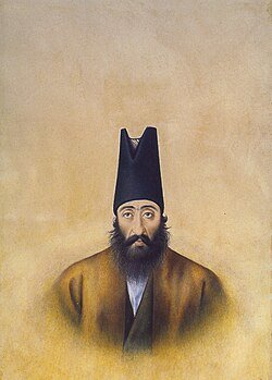 Portrait of Mostofi ol Mamalek, 1860s, miniature, Malek National Museum and Library