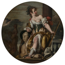  circular painting with multiple figures