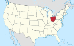 Location of Ohio in the United States