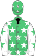 Emerald green, white stars, white sleeves, emerald green stars