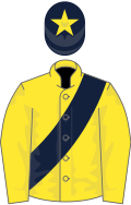 Yellow, dark blue sash