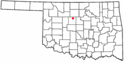 Location of Hennessey, Oklahoma