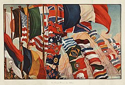 1918 French poster, depicting the national flags of the Allies