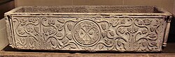Sarcophagus with Chi-Rho symbol and Alpha and Omega, 6th century, Soissons, France
