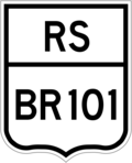 BR-101 federal highway shield as it appears in Rio Grande do Sul state