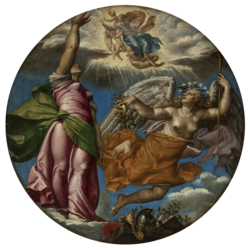  circular painting with multiple figures