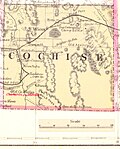 Map of Cochise County, circa 1882, with Charleston, Arizona and Millville highlighted.