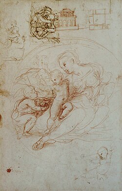 Sheet with study for the Alba Madonna and other sketches