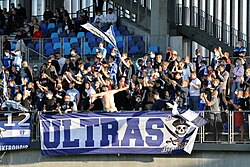 Photo of Dunkerque supporters at a Ligue 2 match against AS Nancy Lorraine in 2021