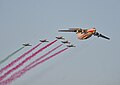 (2019) The colours of the Belarusian flag being interpreted during a flypast of the Belarusian Air Force during the Independence Day Parade in honor of the 75th anniversary of the Liberation of Belarus.
