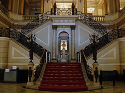 The main staircase with a bust of King John VI