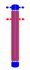 Fig. 3: Shell and tube heat exchanger, 2-pass shell side, 2-pass tube side (2-2 countercurrent)