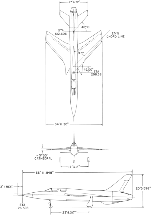 File:Republic F-105F Thunderchief 3-view line drawing.png