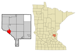 Location of Anoka in Anoka County, Minnesota