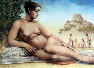 Bathing Women, dry pastel, date unknown.