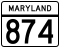 Maryland Route 874 marker