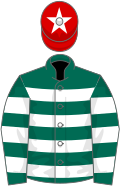 Dark green and white hoops, red cap, white star