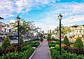 Central park in An Phu town, in An Phu district, An Giang, Vietnam.