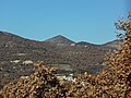 Panoramic view of the Saint Mary Magdelene Church (The conical hill is in Champtercier.)