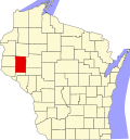State map highlighting Dunn County