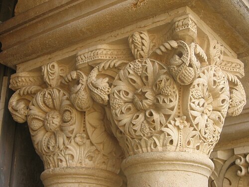 Romanesque rosettes on a pair of capitals from the Vézelay Abbey, Vézelay, France, unknown architect, 1120–1150