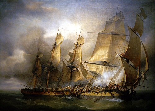 Combat Between the Bayonnaise and the Ambuscade by Louis-Philippe Crépin