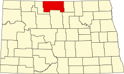 State map highlighting Bottineau County
