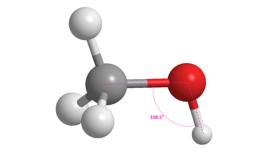 File:Methanol Molecule with Angle.png