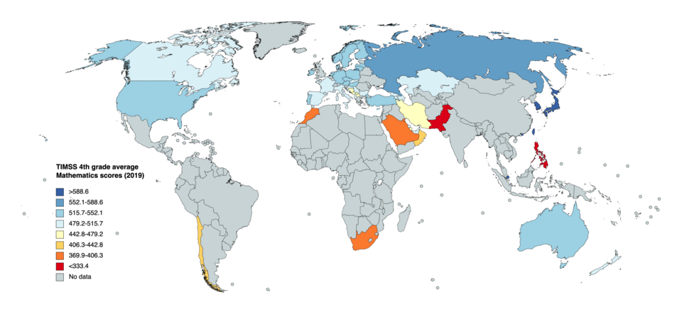 TIMSS 4th grade average mathematics scores (2019)