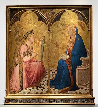 The floor tiles in Lorenzetti's Annunciation (1344) strongly anticipate modern perspective
