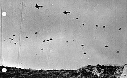 German paratroopers jumping over Crete