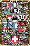 Depiction of the coats of arms (including half-cantons) as they stood in 1912.