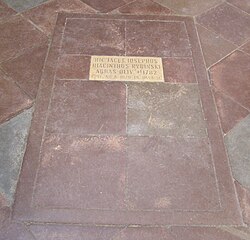 ledger stone of abbot Jacek Rybiński, Oliwa Cathedral, Gdańsk