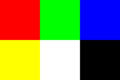 A grid of colors: red, green, blue, yellow, white and black