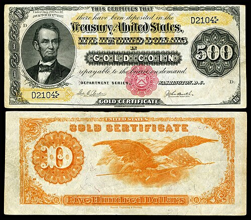 Gold certificates
