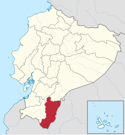 Location of Zamora Chinchipe in Ecuador