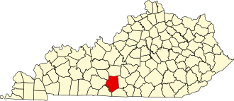 Map of Kentucky highlighting Barren County