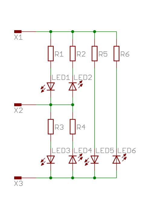 File:3-pin Charlieplexing with individual resistors.svg
