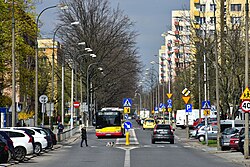 Międzynarodowa Street at the intersection with Brazylijska Street, view toward the north