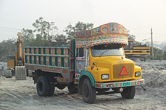 A decorated truck near Dhaka.
