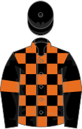 Black and Orange check, Black sleeves, Orange armlets, Black cap