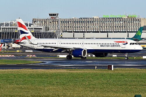 British Airways A321neo with one pair of overwing exits plugged and doors L3/R3 activated (maximum seating:  224)