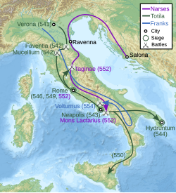 Army movements during the second phase of the Gothic War